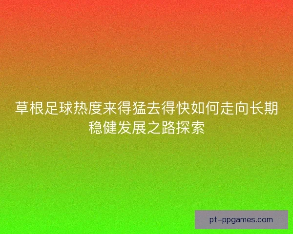 草根足球热度来得猛去得快如何走向长期稳健发展之路探索